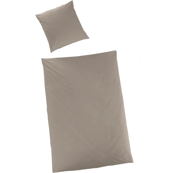 Hahn Haustextilien Luxus-Satin Bettwäsche uni Farbe taupe Größe 200x200 cm