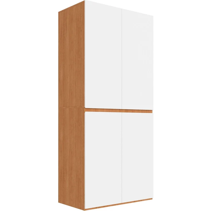 Kleiderschrank Garderobenschrank mit Schmuckschublade, 90 x 50 x 200 cm, mit 4 Türen, 1 Kleiderstange und 2 Schubladen, moderner Hochschrank für Schlafzimmer, Flur, Kinderzimmer oder Büro, Eiche/Weiß--Weiß--90x50x200cm--YOUDENOVA – Bild 7