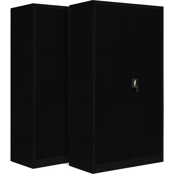 LagerZwei Aktenschrank Stahlschrank 195x100x50 cm (Packung, 2-St, 2er-Set) 3-fach verriegelt, 4 Böden, bis 60 Ordner, Flügeltüren 130° – Bild 1