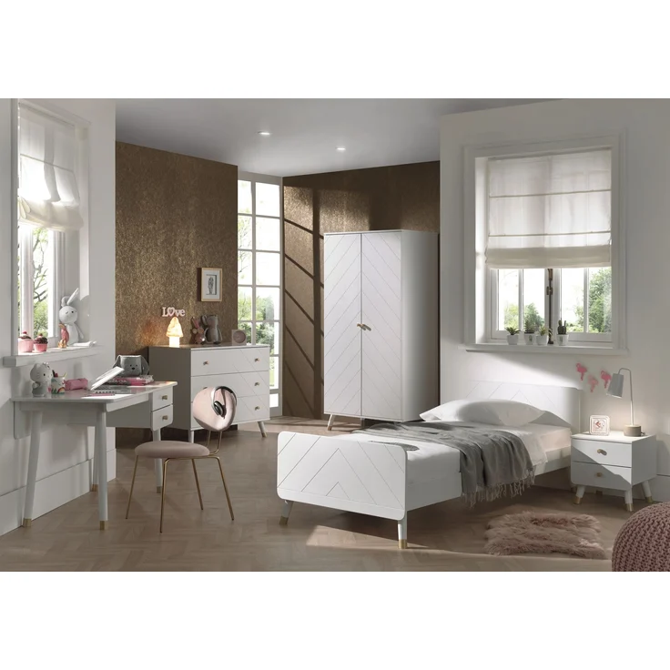 Kommode Kamillah 100x57x89 Schubladenkommode MDF Satin Weiß – Bild 3