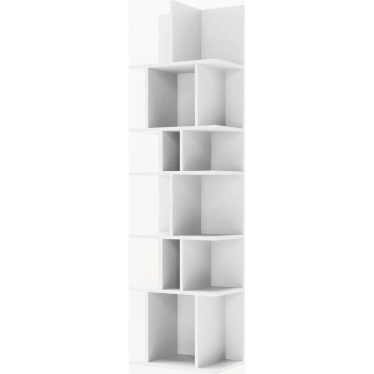 Selsey 'Bemmi' Wand- und Standregal mit asymmetrischen Fächern, Weiß, 180 × 50 cm – Bild 1