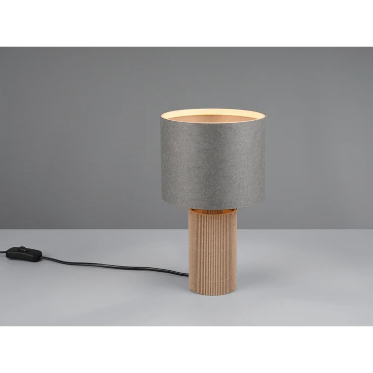 Kleine LED Tischleuchte aus recycelter Pappe und Bambus, Höhe 28cm – Bild 3