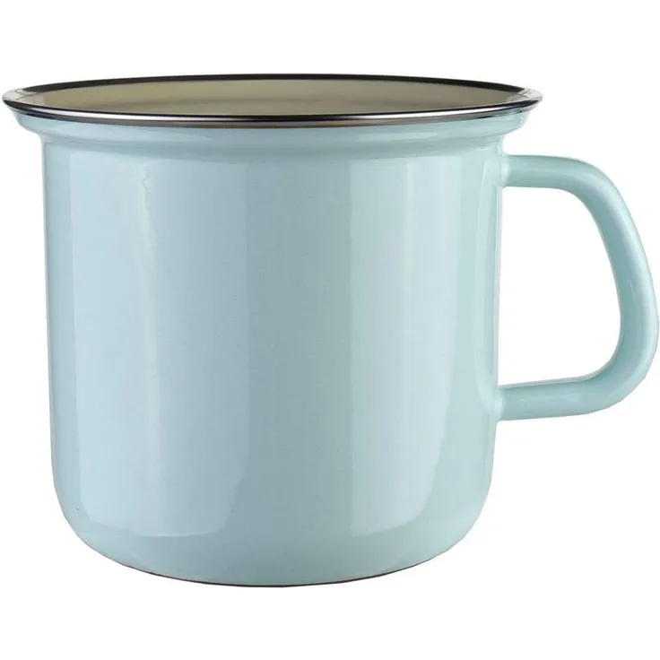 Riess Topf Emaille Pastell Türkis mit Chromrand 14cm