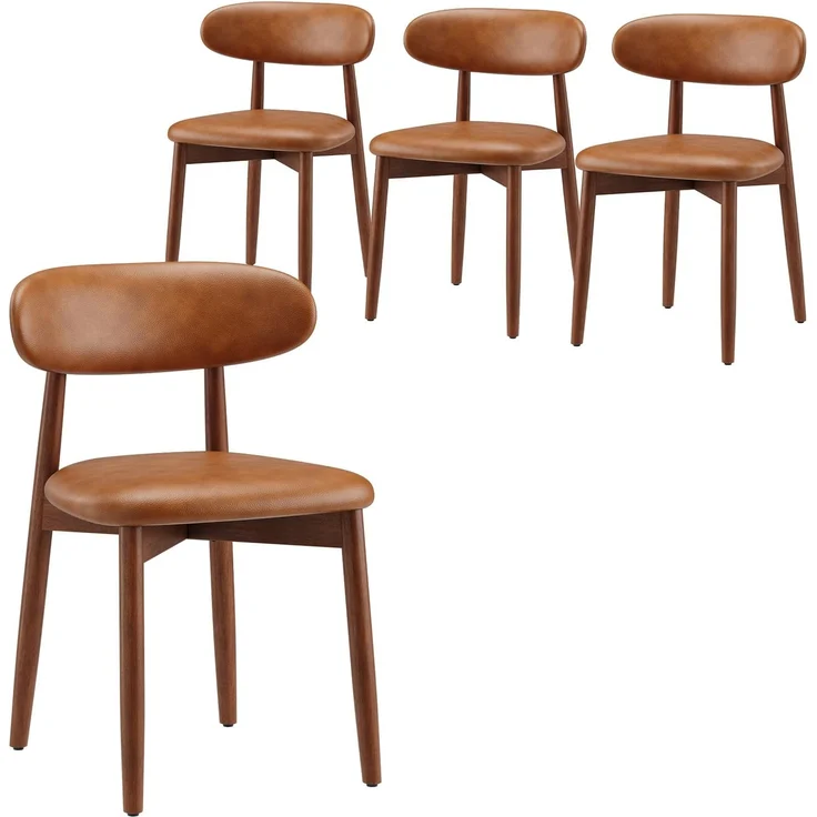 COLAMY Stühle Esszimmer 4er Set, Esszimmerstuhle Küchenstühle Hochdichter Schaumstoff, Atmungsaktives PU-Leder, Gepolsterte Sitzfläche, Sitzstuhl für Küche Wohnzimmer Haushalt & Café, Braun