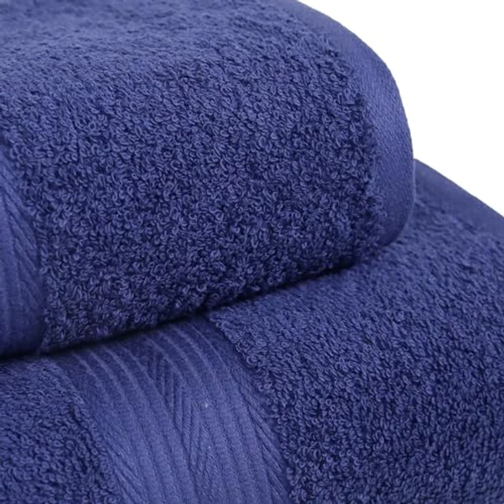 Amazon Basics Handtücher Set 4-teilig, 100% Baumwolle, weich und ausbleichbeständig, 2 Badetücher (140 x 70 cm) + 2 Handtücher (50 x 100 cm), Königsblau – Bild 2