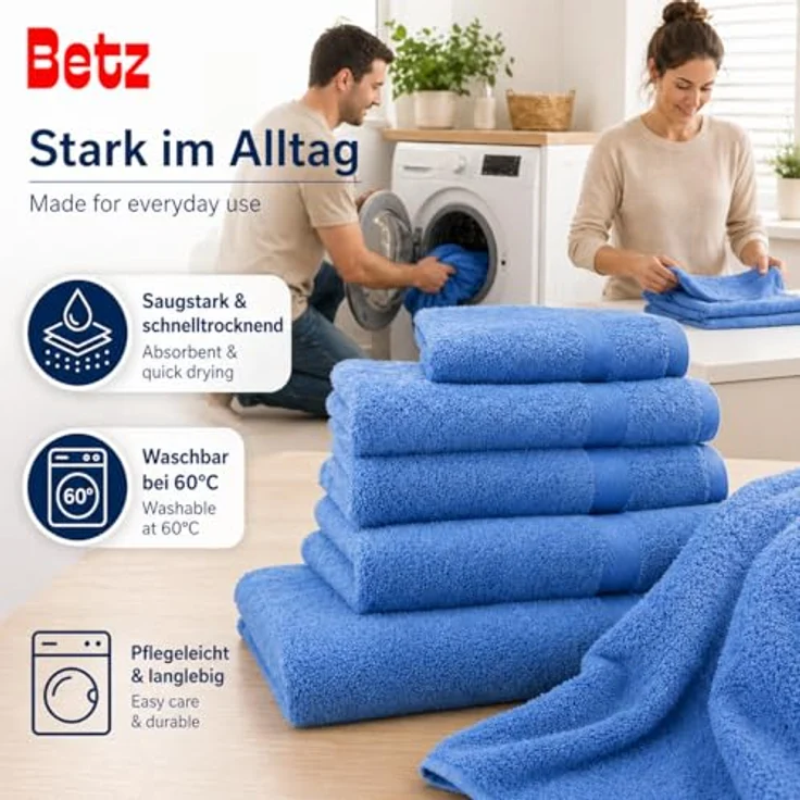 Betz Handtuch Set 5-TLG. Premium 1 Duschtuch 2 Handtücher 1 Gästetuch 1 Waschhandschuh, 100% Baumwolle – Bild 7