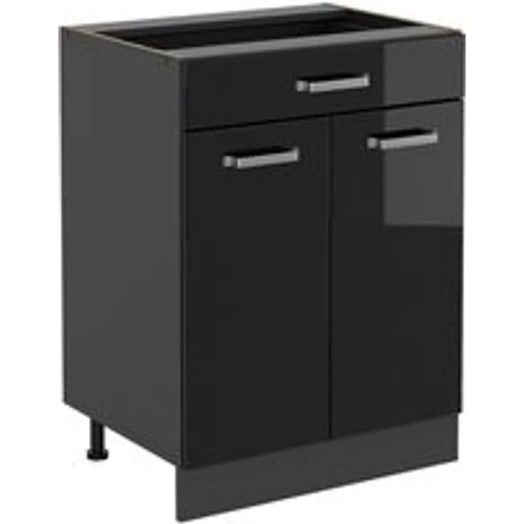 Küchenunterschrank R-Line Schwarz Hochglanz 60 cm mit Schublade, ohne Arbeitsplatte Vicco – Bild 6