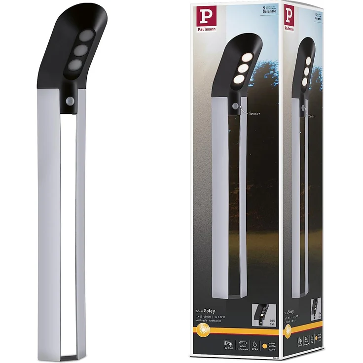 Paulmann No. 94252 Outdoor Solar Pollerleuchte Soley mit Bewegungsmelder Anthrazit – Bild 1
