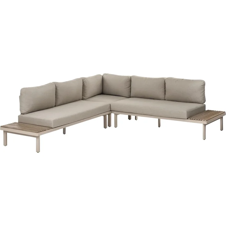 Garten Ecksofa mit Tisch 5-Sitzer FIVIZZANO Akazienholz Beige – Bild 5