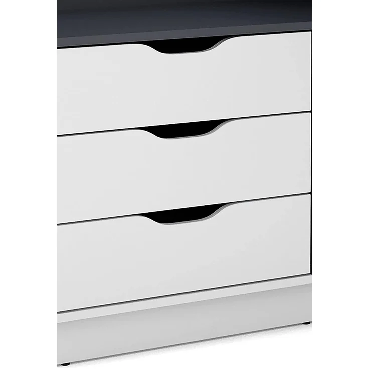 byLIVING Winkelschreibtisch BELFAST / Rechts oder Links montierbar / 3 Schubkästen / matt weiß - anthrazit /Bürotisch / Eckschreibtisch / Schreibtisch / B 129, H 83,5, T 105 cm – Bild 8