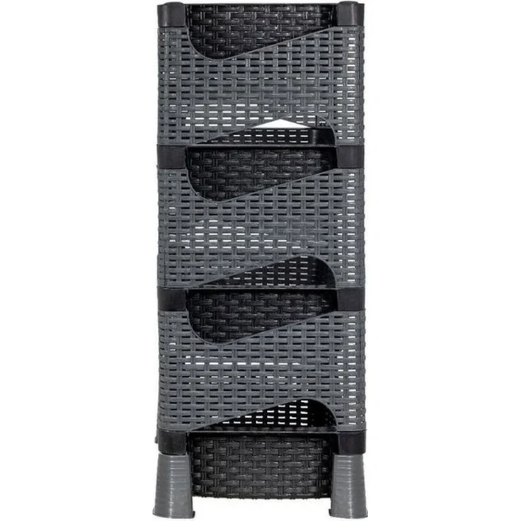 Kaufexpress GmbH Küchenregal Küchenregal mit 4 Etagen aus Kunststoff in Rattan-Optik, Aufbewahrung im stilvollen Rattan-Design – Bild 3