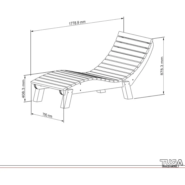Gartenliege Relaxliege "Liege-Franzi" (Lärche) Breite 80cm Einstiegshöhe 40cm mit Füßen – Bild 7