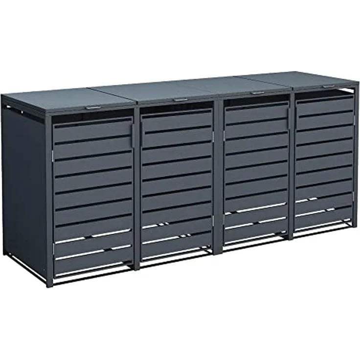 Westmann Metall Mülltonnenbox 4er Kubus | 4x240 L | Anthrazit | 68 x 80 x 116 cm – Bild 1
