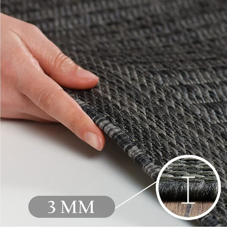 SIMPEX24 Outdoorteppich Unicolor, Rund, Höhe: 3 mm, Teppich Wetterfest Waschbar Balkon, Garten, Terrasse und Küchenteppich – Bild 2
