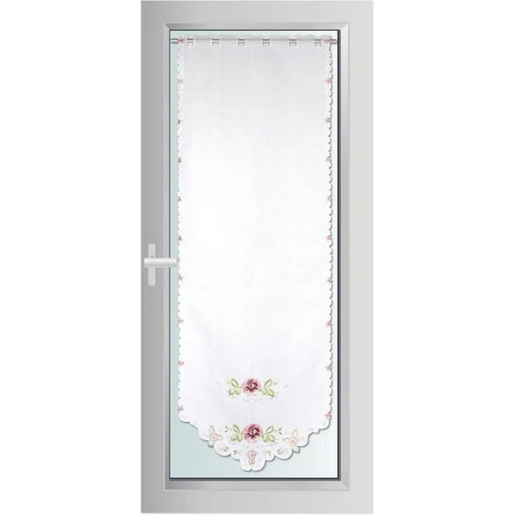 Arsvita Panneaux Blumen Mona mit Stickerei, Schlaufen, transparent, Türpanneaux 180x60cm Stangendurchzug, Voile Kurzgardine Bistrogardine – Bild 4
