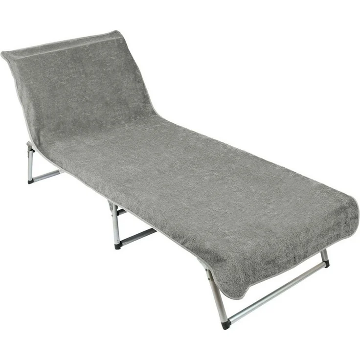 ZOLLNER Liegenbezug Frottee für Gartenliege, 100% Baumwolle, 75x215 cm, hellgrau – Bild 2
