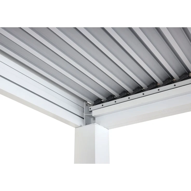 Mendler 'HWC-L46' Pergola, Regenrinne sturmfest, Aluminium weiß, 3x3m – Bild 6