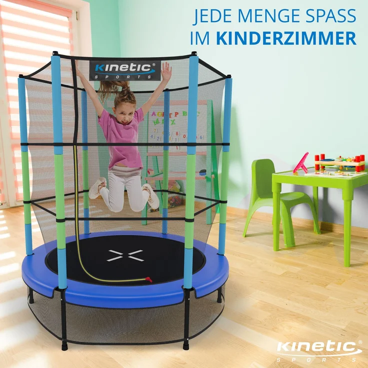 Kinetic Sports Gartentrampolin JUMPER 140, Ø 140 cm, Gummiseil Fun Jumper mit Sicherheitsnetz, Schutzpolster – Bild 2
