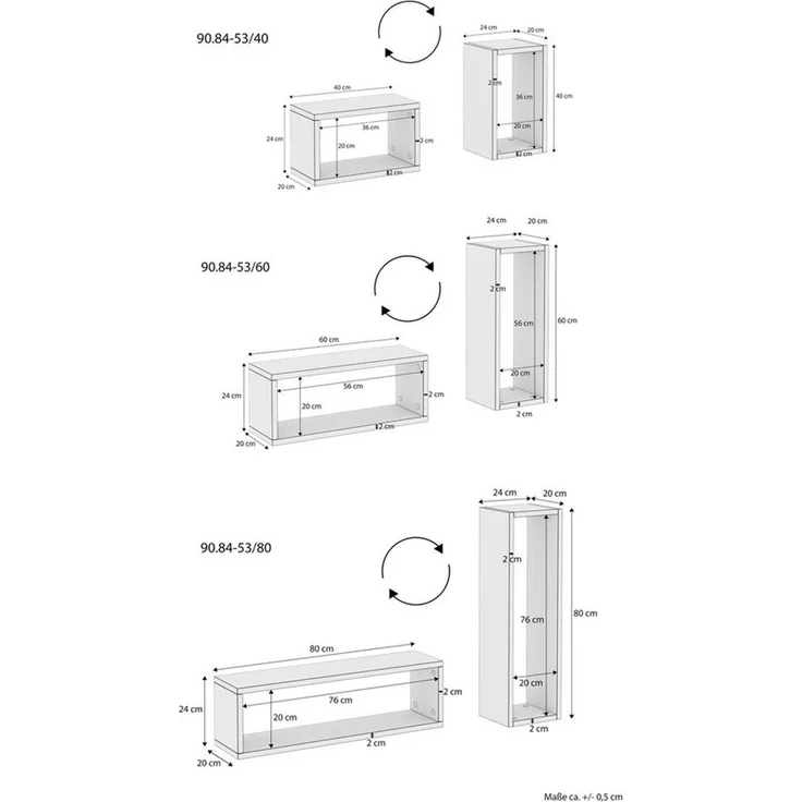 Wandablage schwebender Nachttisch Regal Ablage aus Buche Länge wählbar V-90.84-53Einzelartikel – Bild 3