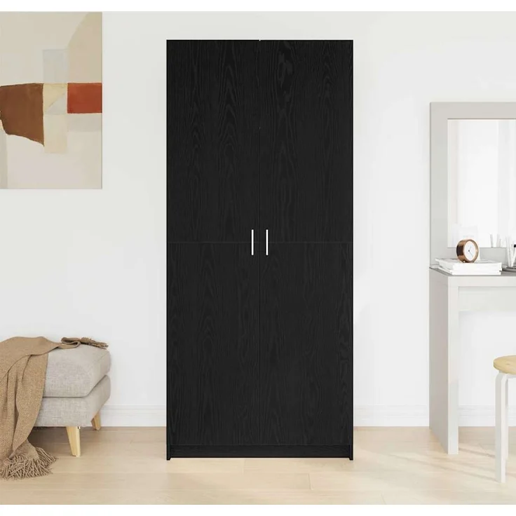 vidaXL Kleiderschrank mit Tür Schwarz Eichen-Optik 80 x 50,5 x 180 cm 3333855 – Bild 3