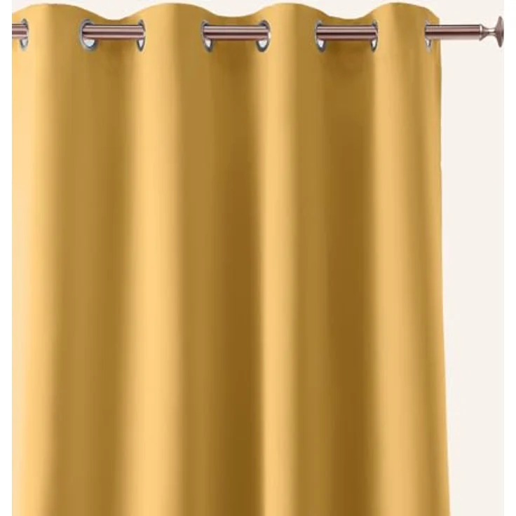 ROOM99 Vorhang mit Silberen Ösen Aura 180x280 cm Breite x Höhe Schiebegardinen Modern Curtain Wohnzimmer Schlafzimmer Senf, 1 Stück – Bild 3
