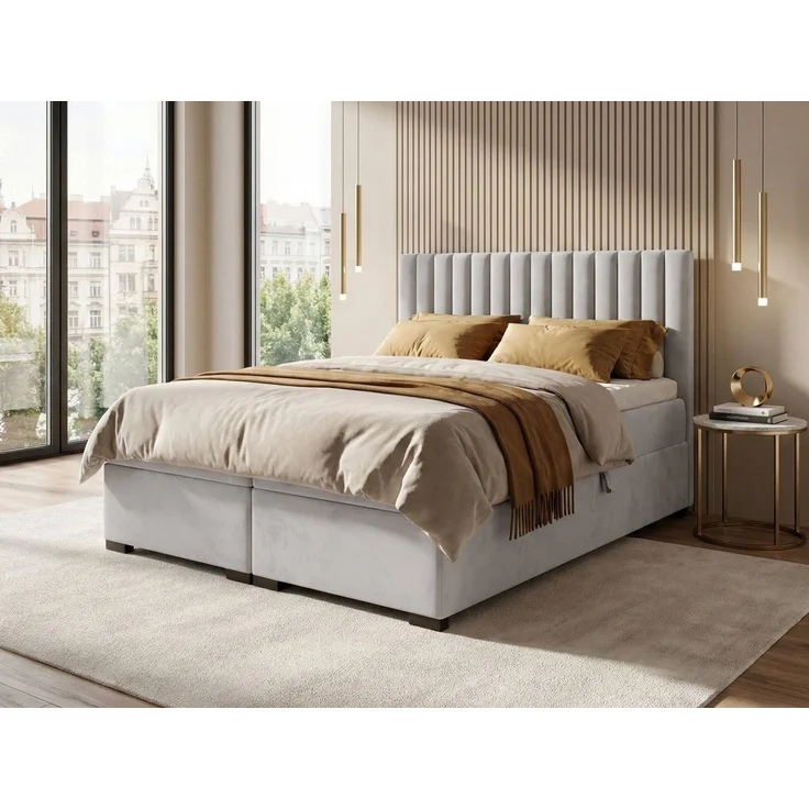 Beautysofa Boxspringbett ERIC mit Bettkasten (mit hohem Schlafkomfort, Premium Polsterbett in 6 angesagten Farben), Doppelbett mit integrierter Federkernmatratze & Topper GRATIS – Bild 3