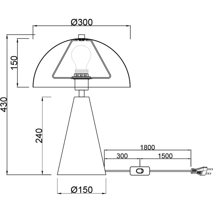 Große LED Tischleuchte in Pilzform aus Metall Schwarz, Höhe 43cm – Bild 8