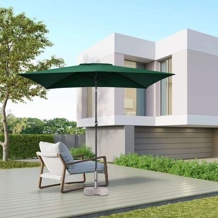 Sekey Sonnenschirm mit Kurbel und UV50+, knickbar, Aluminium grün, 200 × 300 cm – Bild 2