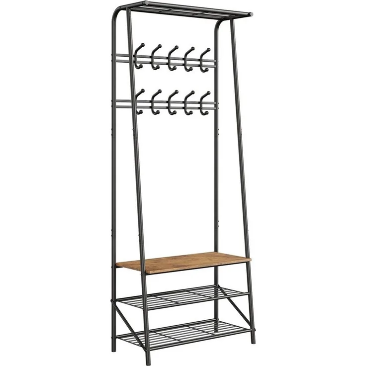 GarveeMore Garderobenständer Garderobenständer Kleiderständer mit Schuhbank,4-in-1 Design Garderobe