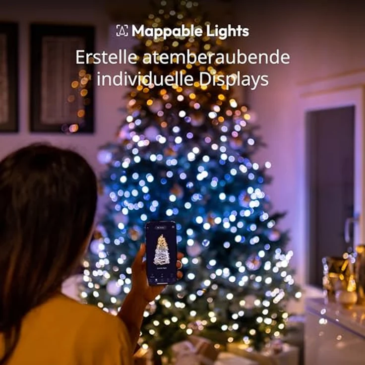 Twinkly Strings 400 LED Weiß, LED-Lichterkette für Draußen und Drinnen, LED-Lichter von Warm bis Kalt, Kompatibel mit Alexa und Google Home, IP44, Weihnachtsdeko, App-Steuerung, Schwarzes Kabel, 32m – Bild 4
