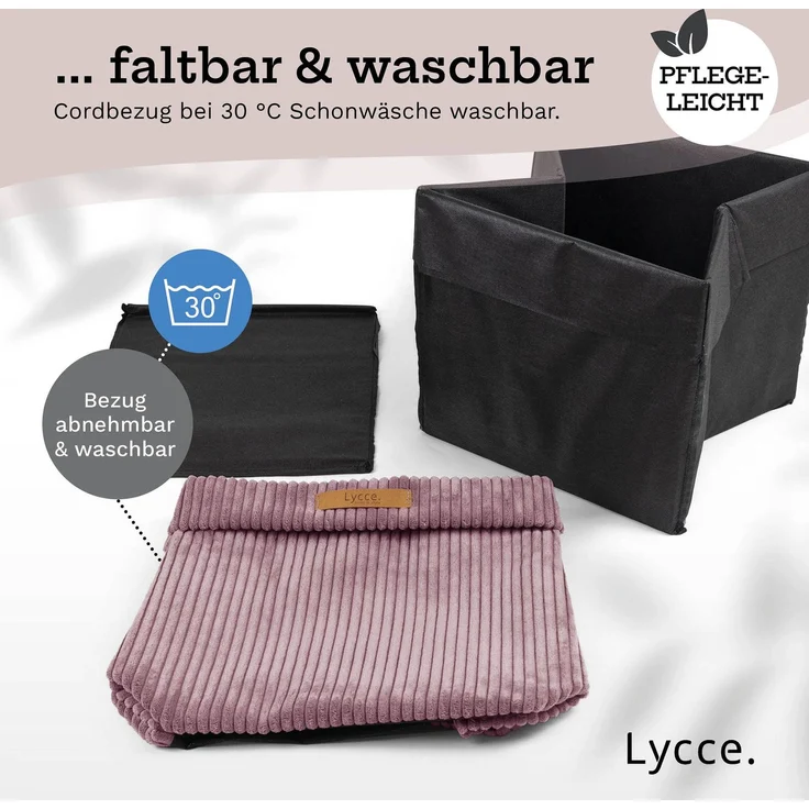 Lycce faltbare Aufbewahrungsbox, 2er Set - Cord, passend für Kallax Regal, abnehmbarer Bezug, robust, formstabil Altrosa 31x33x33cm – Bild 10