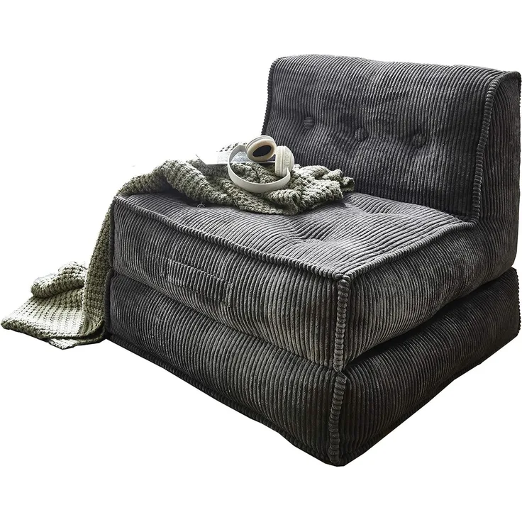 Atlantic Home Collection PIA Sofabett, grau, XL Sessel, 83 x 95 x 77 cm (BxTxH)