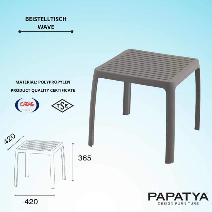 Papatya Wave Sonnenliege Tisch grau-braun – Bild 7