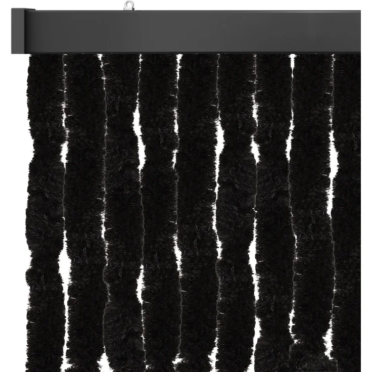 Flauschvorhang 80x220 cm in Unistreifen schwarz, perfekter Insekten- und Sichtschutz für Ihre Balkon- und Terrassentür, viele Farben – Bild 1