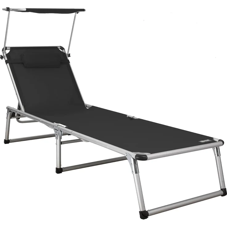 HOMECALL Gartenliege Leicht Sonnenliege Klappbar Alu Liegestuhl Strandliege, 1-tlg, 5 fach Verstellbare Rückenlehne, Sonnenschutzdach, bis 136KG – Bild 1