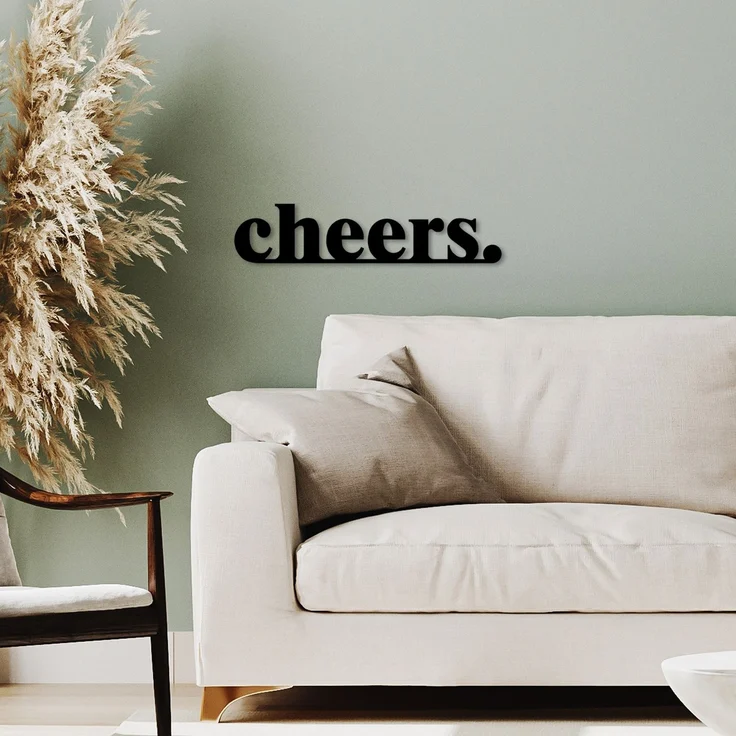 Wallity 'Cheers' Dekoratives Wandaccessoire aus Metall, Schwarz, 16 x 70 cm – Bild 1