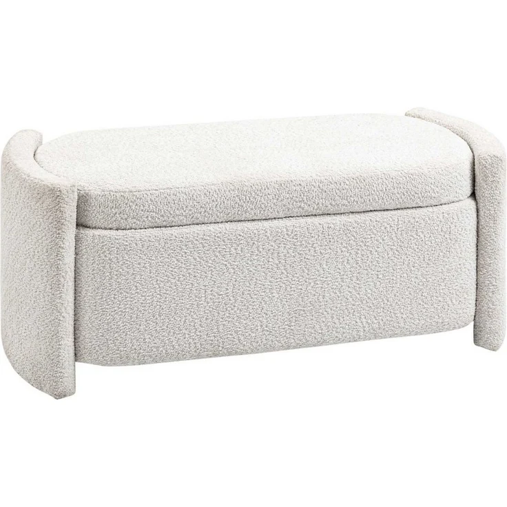 HOMCOM Sitzbank Polsterbank mit Deckel, Samtoptik (Aufbewahrungsbank, 1-St, Lagerbank), Creme, 105 x 44 x 45,5 cm – Bild 5