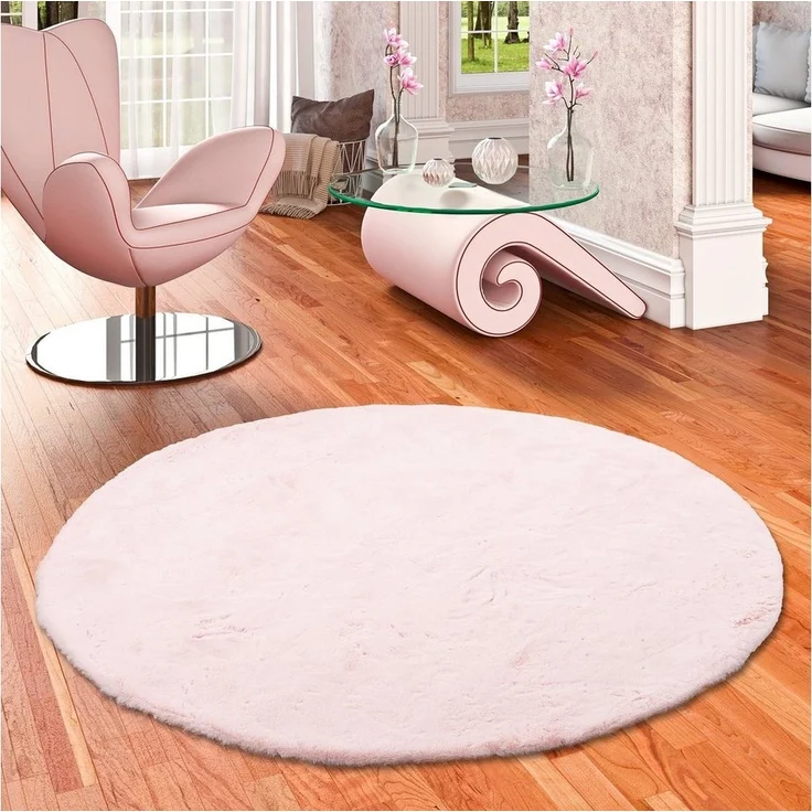 Pergamon Fellteppich Fellteppich Luxus Super Soft Plush Rund, Rund, Höhe: 25 mm – Bild 5