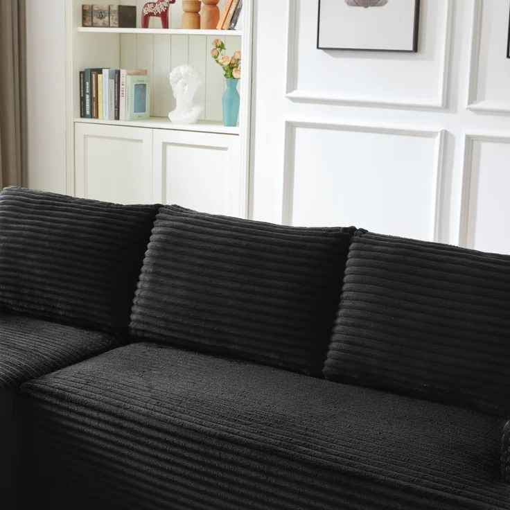 ZUBALIYA Knochenloses Sofa, L‑förmiges Cloud‑Ecksofa mit tiefem Sitzkomfort – ohne Montage, modulares Schlafsofa, 66 x 152 x 238 cm, Schwarz, Rechts – Bild 10