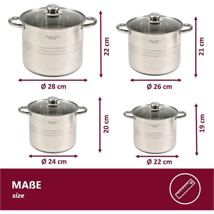 HOOZ Kochtopf Universalkochtopf Einkochtopf Ø 26 cm großer Topf für alle Herdarten, Edelstahl (Einzelkochtopf, 2-tlg, 11 L – inkl. Glasdeckel, induktionsgeeignet), Großvolumiger Topf – ideal für Familie, Vorrat & Feiern & große Mengen – Bild 2