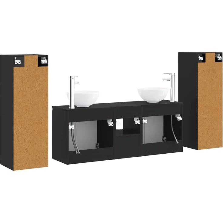 vidaXL Badezimmermöbel-Set 5 stk. Schwarz 33 x 34,5 x 100 cm 3405984 – Bild 7