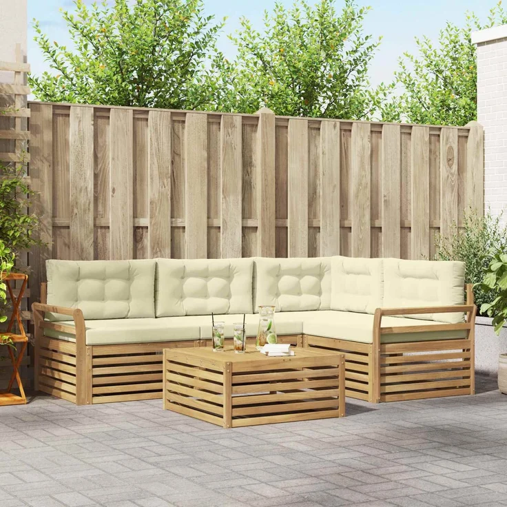 vidaXL Outdoor-Sofagarnitur 5 pcs Weiß und Creme 79 x 79 x 37 cm 3390445 – Bild 1