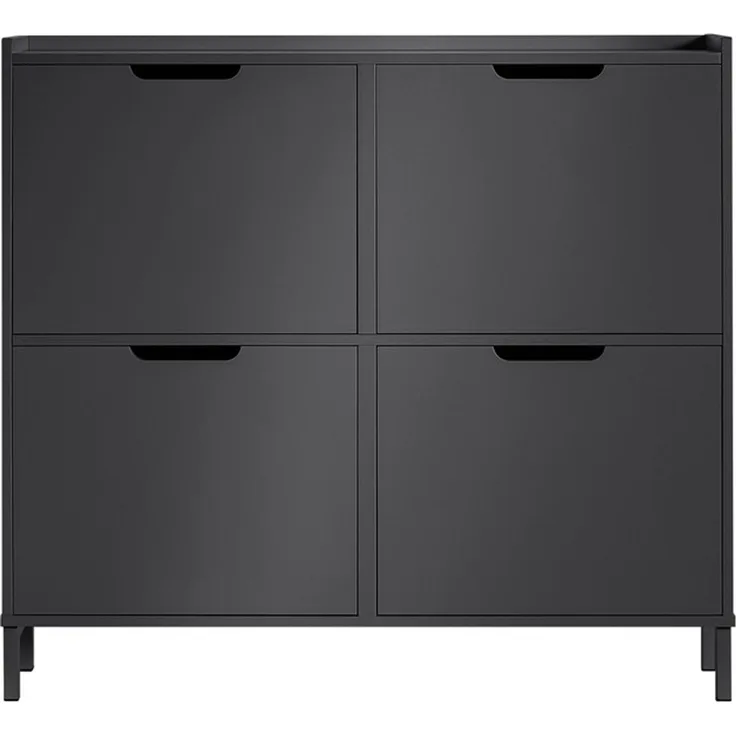 SoBuy FSR100-SCH Schuhschrank, MDF, Lackiert, Dunkelgrau, 100 x 91 x 19 cm