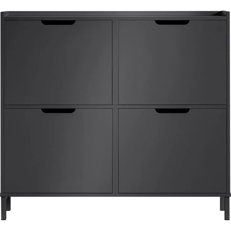 SoBuy FSR100-SCH Schuhschrank, MDF, Lackiert, Dunkelgrau, 100 x 91 x 19 cm – Bild 1