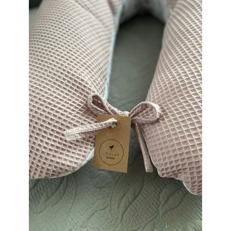 Loolay Stillkissen WAFFELPIQUE HASE Kissen Seitenschläferkissen Schwangerschaftskissen, 170 o. 190 cm Kissen + BEZUG (abnehmbar) HASE Beige Weiss WAFFEL Rosa, Grau, Minze, Weiß, M/ L u. L/ XL - perfekt Auswahl für Schwanger Seitenschläfer Schlafen!, PR... – Bild 1
