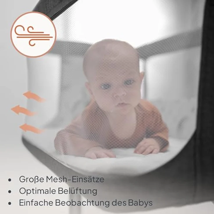Lionelo Aurora 3 in 1 Babybett bis 9 kg, Beistellbett, Wiege, Höhenverstellug und Einstellung der Neigung der Matratze, 4 Räder mit Bremse Ergonomische Matratze Tasche – Bild 5