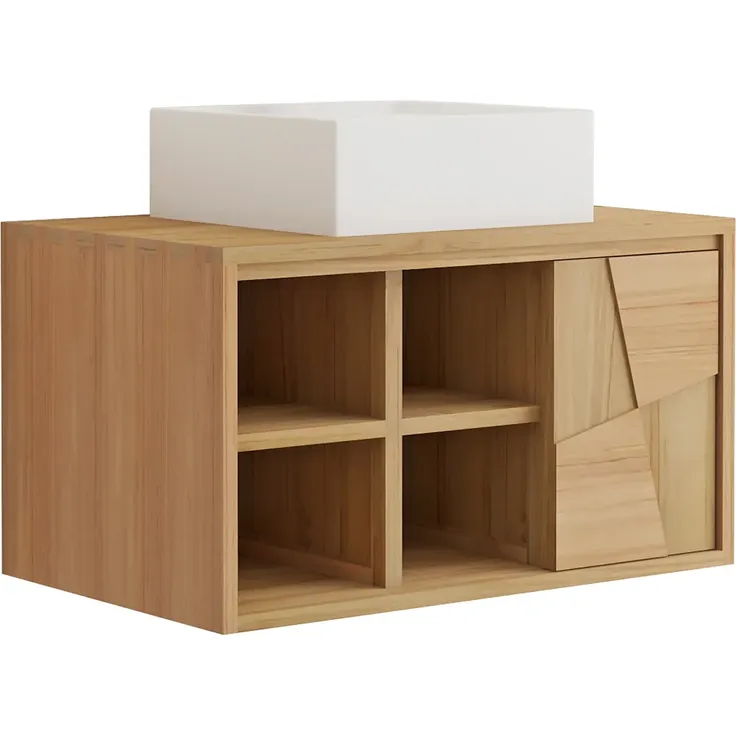 Vente-unique - SUMBAWA Waschbeckenmöbel Holz, Platte Beige - B 50 cm x H 45 cm x L 80 cm – Bild 4