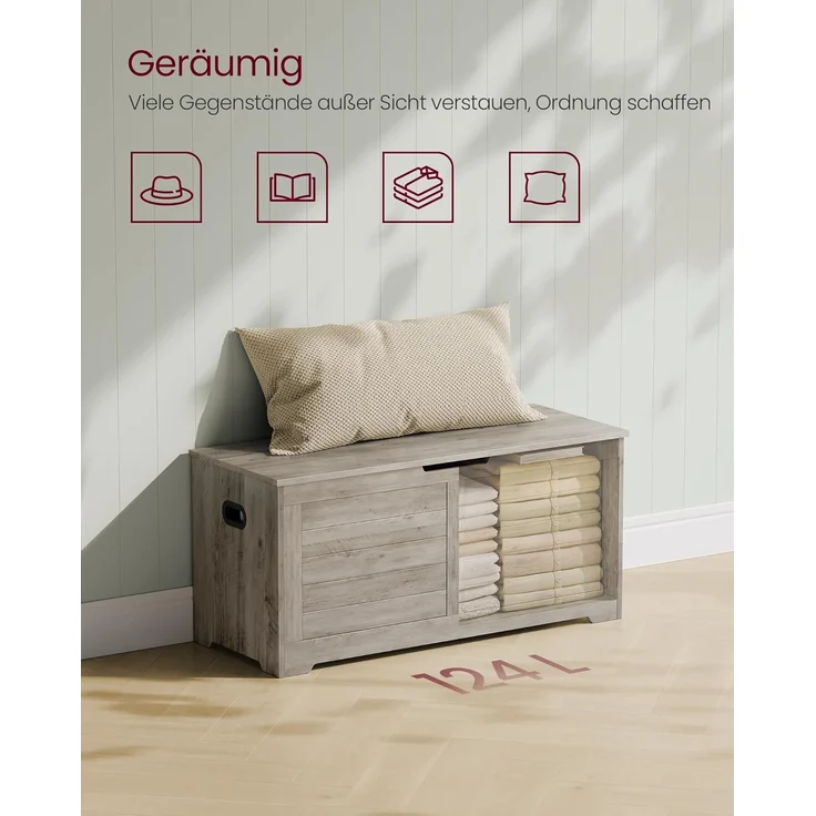 Vasagle Sitzbank, Aufbewahrungsschrank, Spielzeugtruhe, Schuhbank, Sitztruhe, Aufbewahrungsbox,100 x 40 x 46 cm, Greige meliert von Songmics LSBDE061K02 – Bild 5