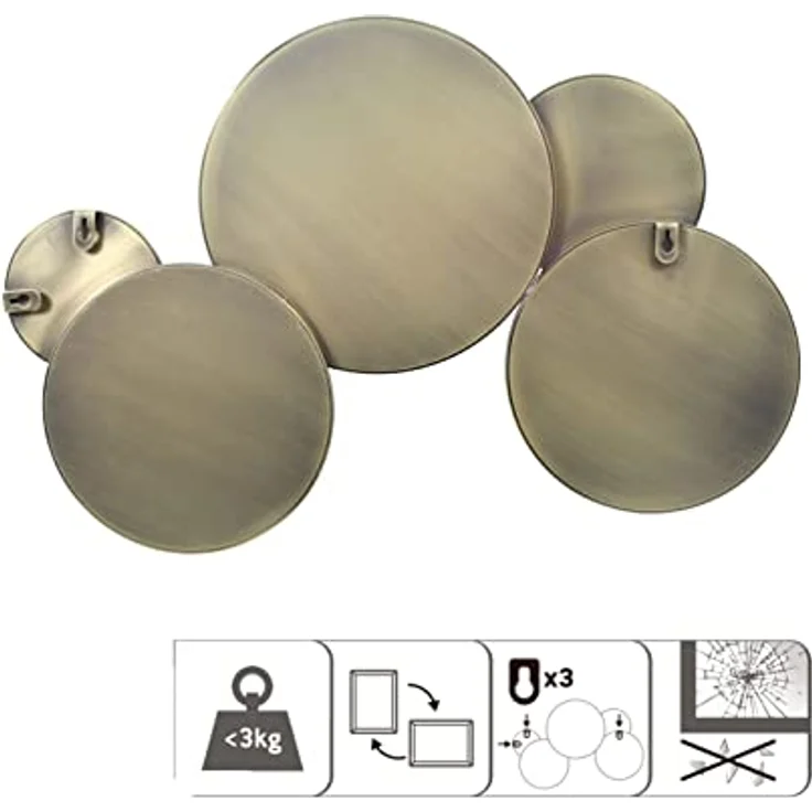 INSPIRE Satellite, Runder Multi-Spiegel aus vergoldetem mattem Metall, H.40 x B.60 cm, modernes Design für Wohnzimmer und Schlafzimmer – Bild 4