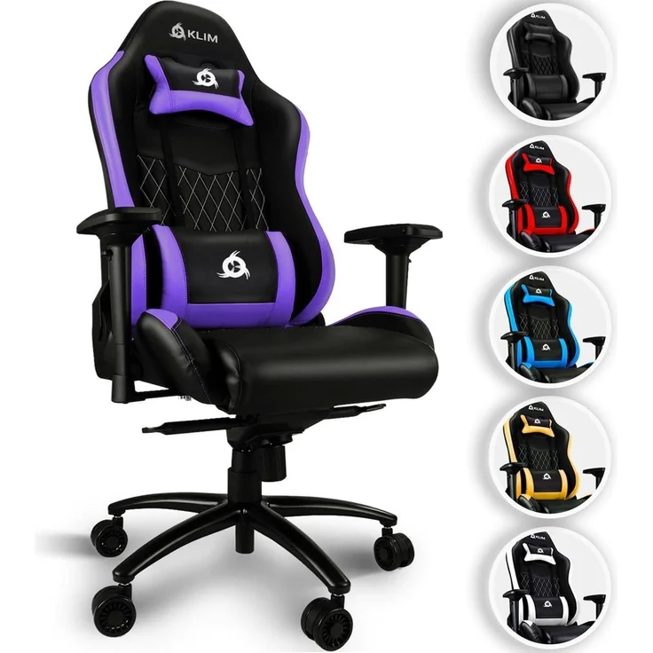 KLIM Esports Gaming Stuhl Lila mit Lenden- und Nackenstütze – Bild 1